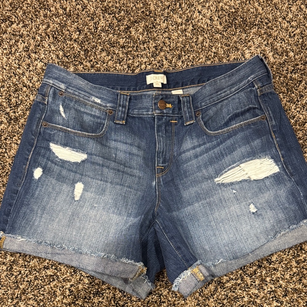 J Crew Denim Blue Distressed Women Shorts Size 29